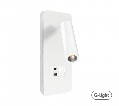 ARANDELA KLEIN BRANCA LED 13W 3000K C/ ENTRADA USB-A E USB-C AUTOVOLT