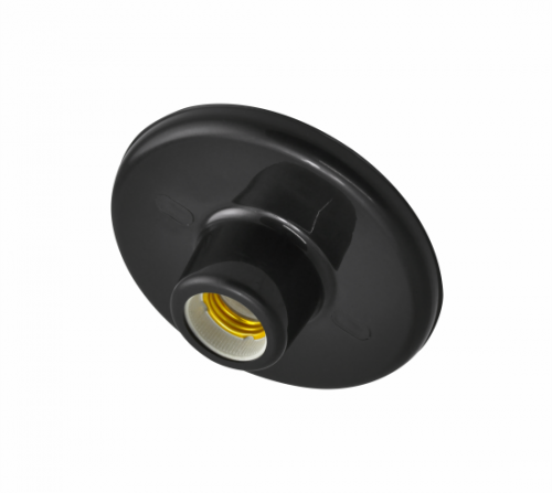 PLAFON PLASTICO PRETO C/ BOCAL DE PORCELANA E27
