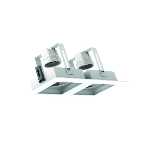 Spot Duplo Quadrado Embutir Branco 2xE27
