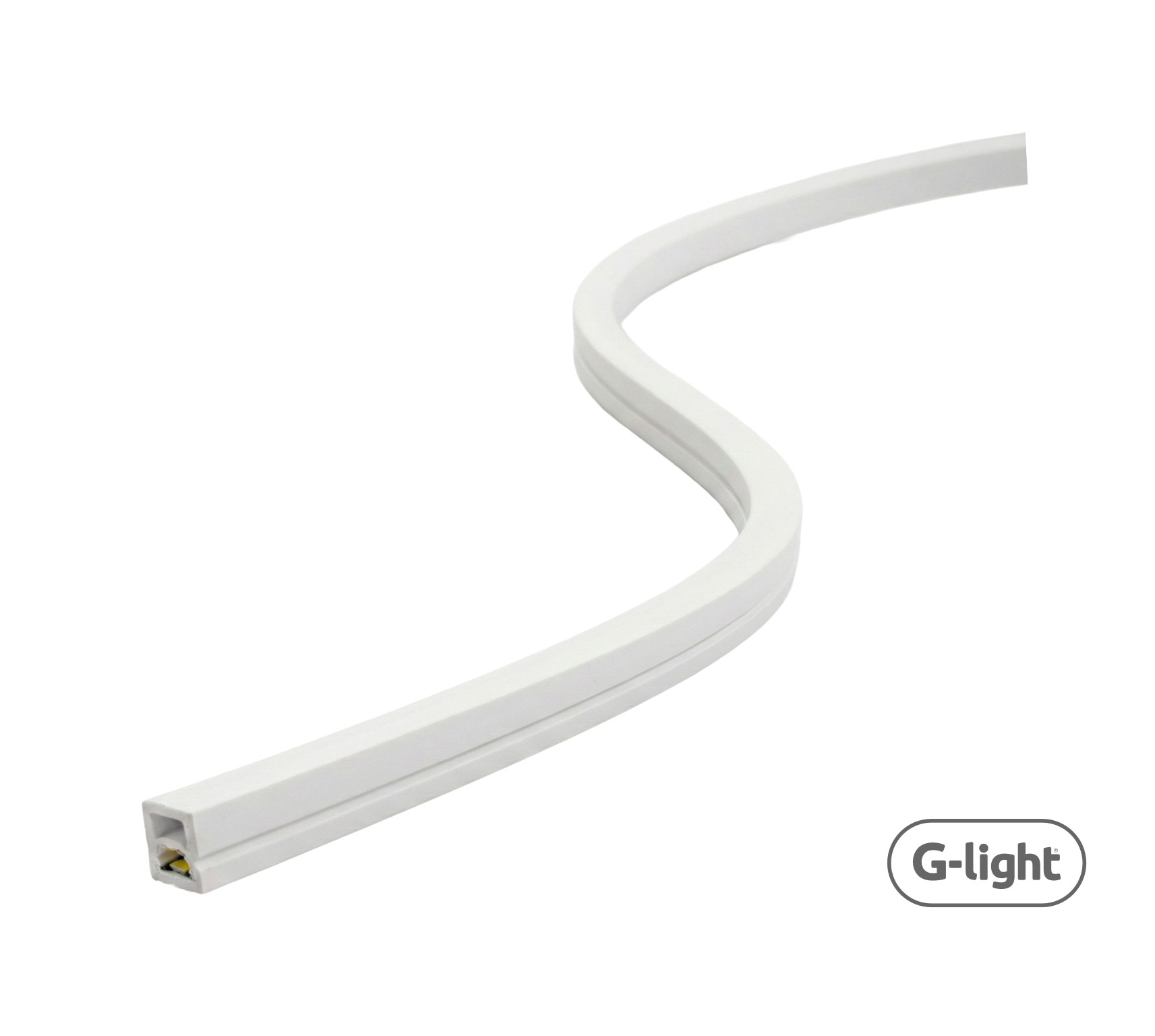 PERFIL LED 3000K 48VDC FLEXIVEL BRANCO DIFUSOR BRANCO SOBREPOR 10M IP65 18W/M 12LEDS/5CM 20X15mm