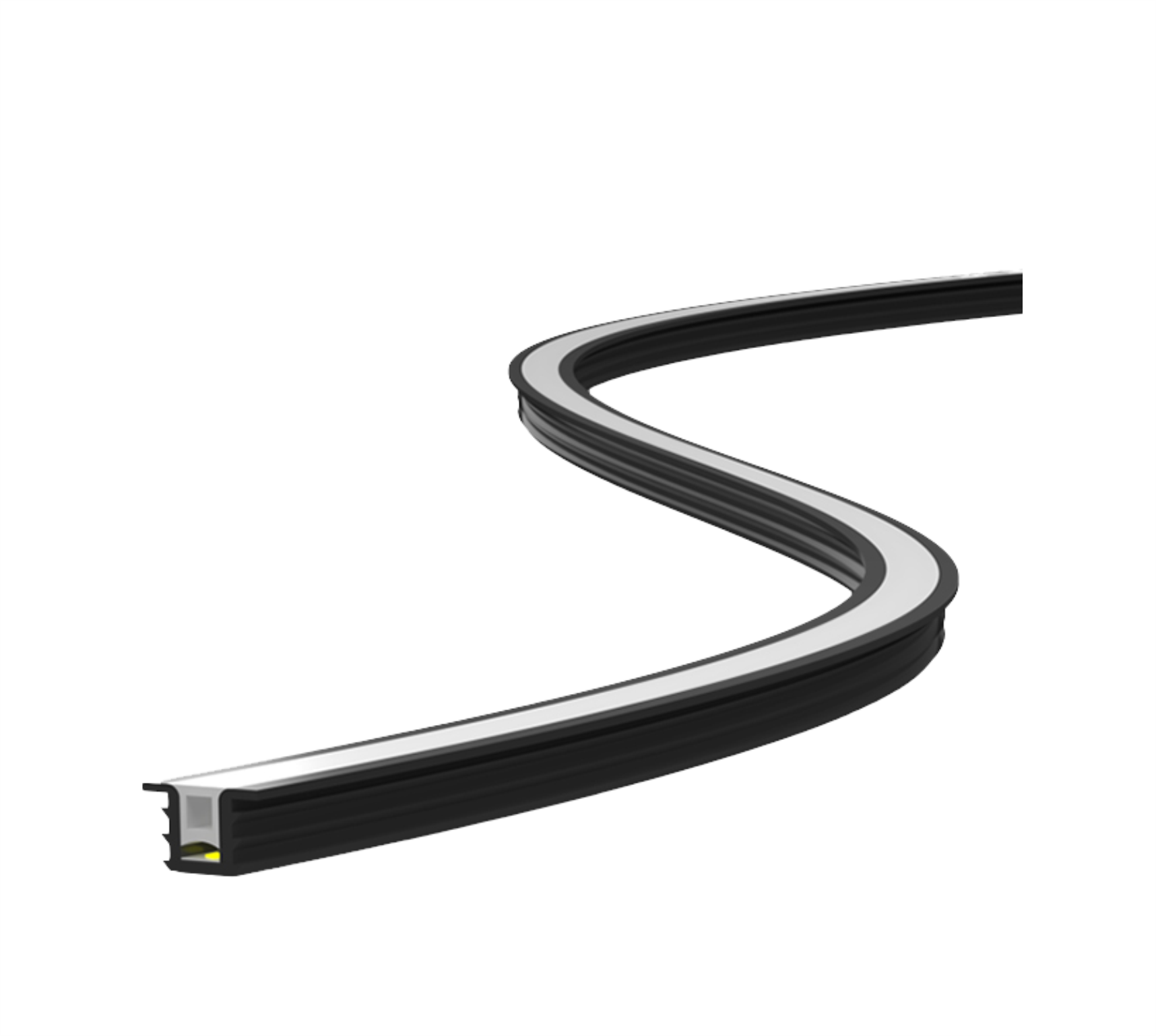 PERFIL LED 6500K 220V FLEXIVEL PRETO DIFUSOR BRANCO EMBUTIR 5M IP65 9,5W/M 120LEDS/M 18X12mm