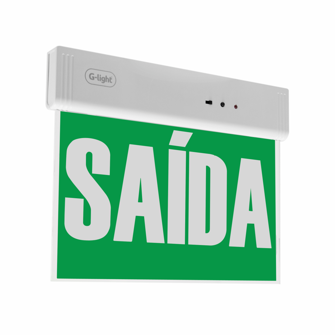 PLACA SINALIZACAO DE SAIDA EMERGENCIA 1W LED 6500K VD/BR FACE DUPLA AUTOVOLT